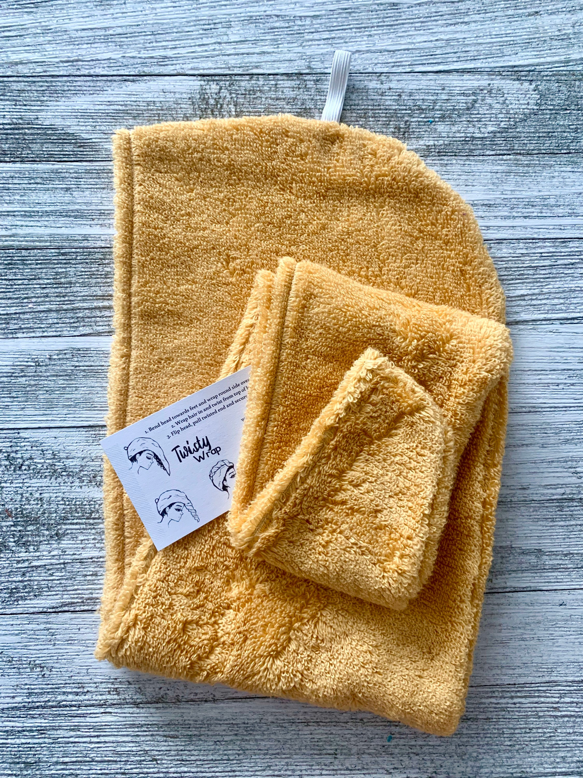 Head Turban Towel Wrap: Spa Gift Women; 100% Terry Cloth Cotton Wrap To Dry Wet Hair; Twisty Wrap Band! Gift for Women Yellow AUTUMN GOLD