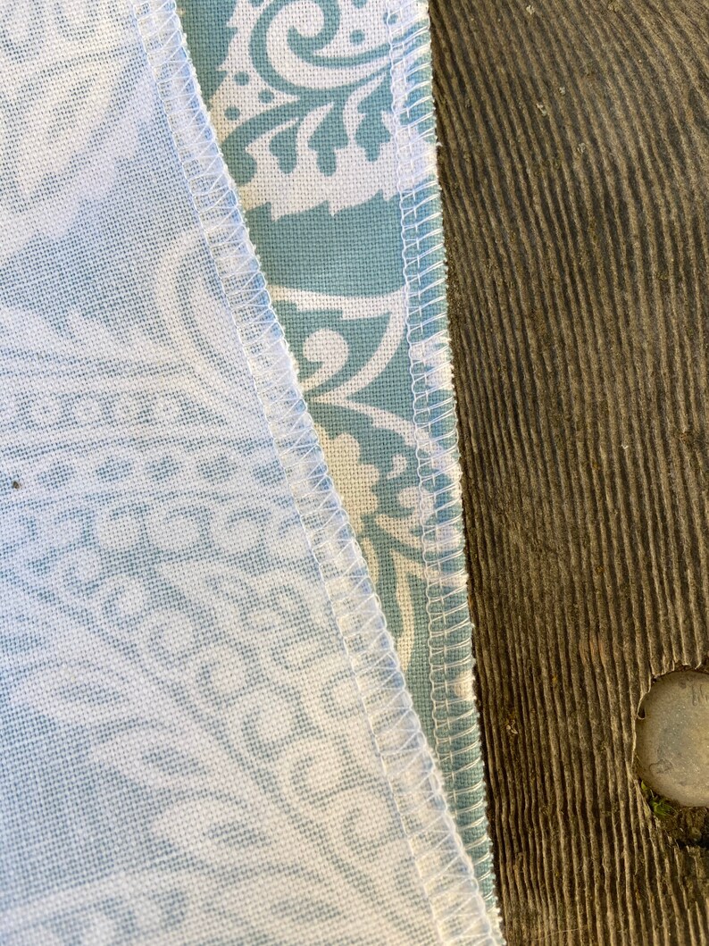 Striking Turquoise Blue and White Damask Table Runner / Etsy