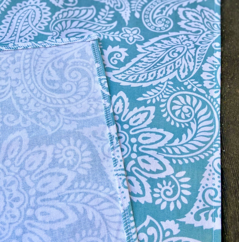 Striking Turquoise Blue and White Damask Table Runner / Etsy
