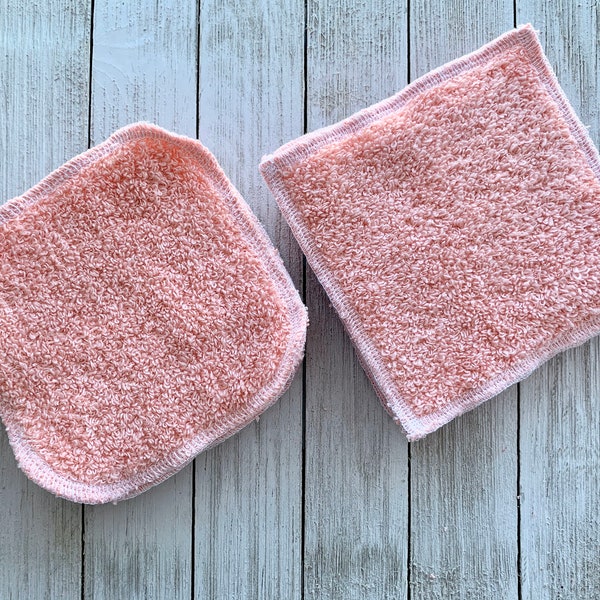 7 Makeup Remover Pads/ Rounded or Square / 100% Terry Cloth Cotton - Blue, White, Peachy Pink, Lavender, Teal, Coral, Red, Ivory, Red, Gray