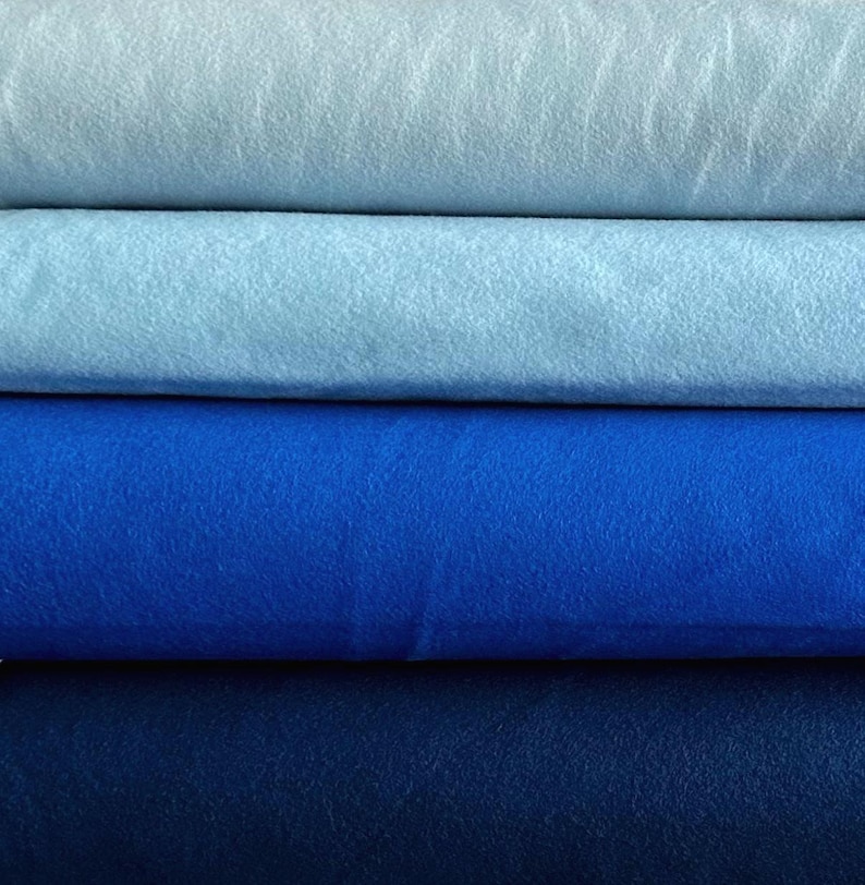 NAVY BLUE FLANNEL Cotton Fabric/ Anti-pill Premium Robert Kaufman Flannel /Sold by 1/4 or 1/2 Yard Quilting Material Christmas, Light Blue image 2