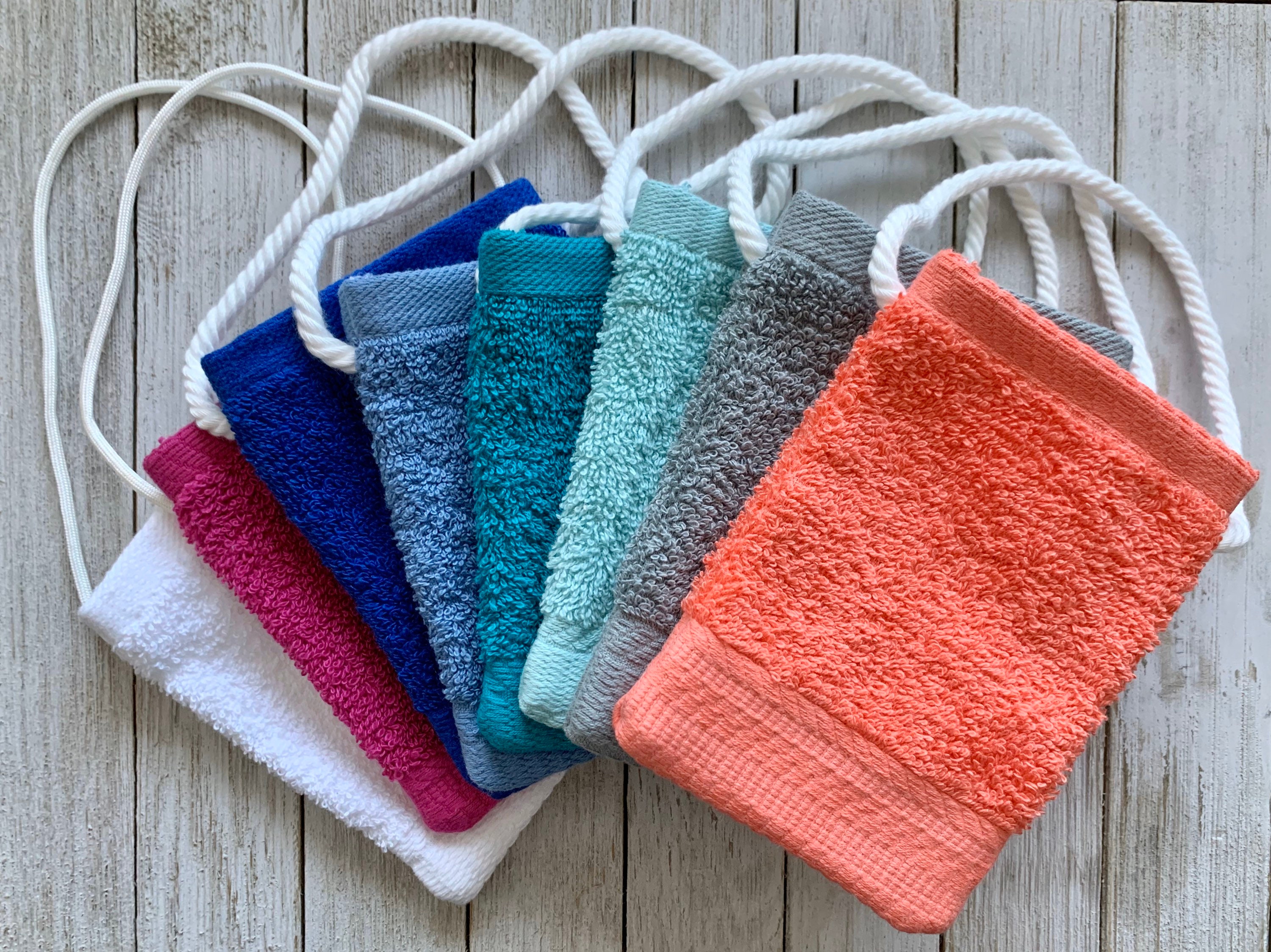 Soap Saver Holder: Soap Pouch Made With 100% Terry Cloth Cotton - Blue White Pink Lavender Teal Soap Saver, Soap Bag, Spa Gift, Soap Holder