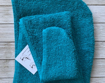 LONG Head Turban Towel Wrap:  100% Terry Cloth Cotton Wrap For Drying Wet Hair For Women; Spa Gift Hair Towel Christmas Gift Hair Towel Teal