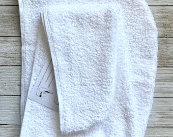 Extra Long Hair Head Turban Towel Wrap: 100% Terry Cloth Cotton Wrap For Drying Wet Hair; Personalize Name Option/ Birthday Gift /White