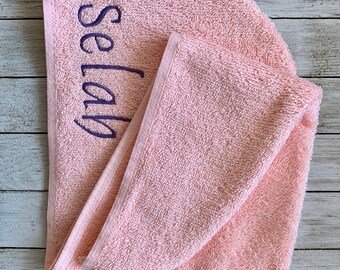 Head Turban Towel Wrap:  100% Terry Cloth Cotton Wrap For Drying Wet Hair; Stays In Place With Band! Light Pink Coral 3 size length XLong