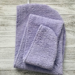 Lavender HEAD TURBAN Towel Wrap LONG:  100% Terry Cloth Cotton Wrap For Drying Wet Hair; Stays In Place With Band at Neck! Adults and Teens