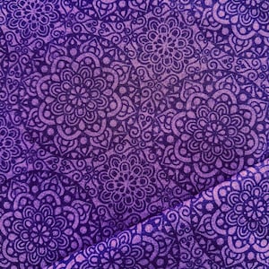 FLORAL MEDALLIAN PURPLE Fabric 100% Cotton Fabric Sold by 1/2 Yard Quilting Material Craft Blanket Skirts Soft Material Damask Royal Purple