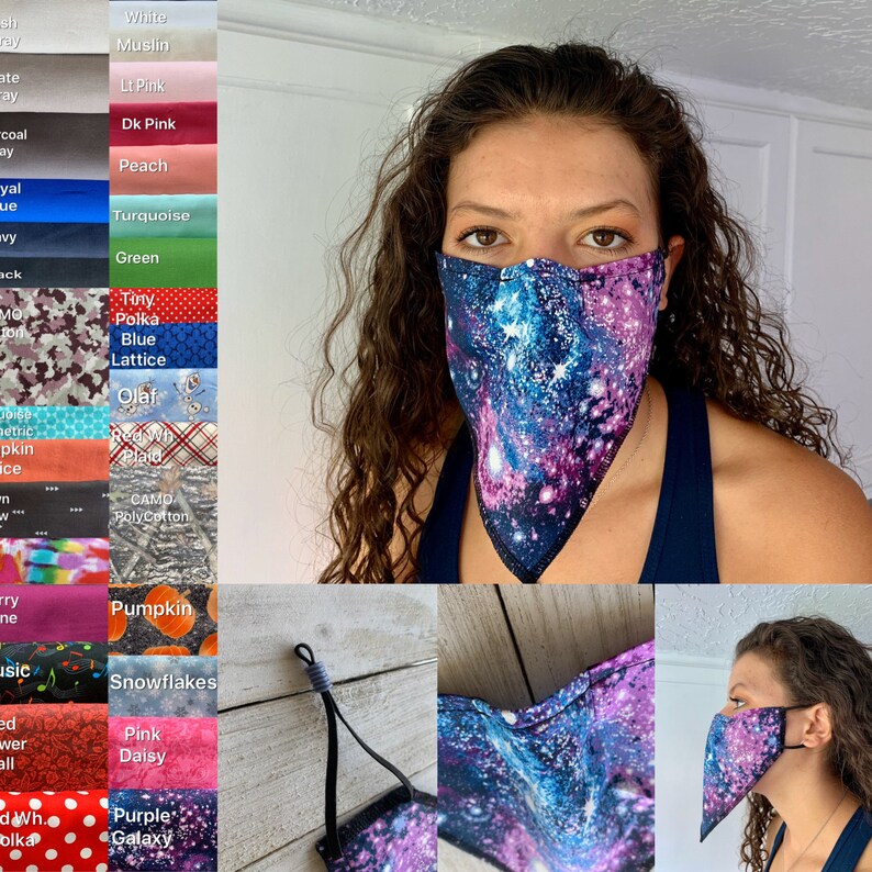 Bandana 1 Layer Face Mask Breathable Lightweight Kids Adults Etsy