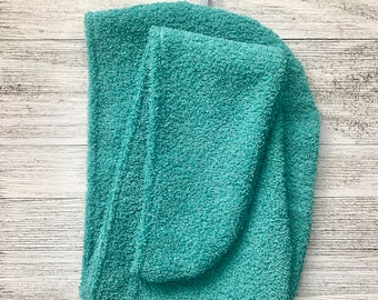 Head Turban Towel Wrap:  100% Terry Cloth Cotton Wrap Drying Wet Hair; For Women; Spa Gift Hair Towel, Christmas Gift, Hair Towel Aquamarine