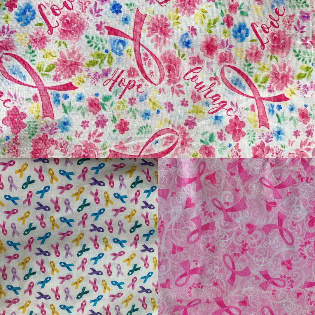 Breast Cancer Ribbon Fabric 100% Cotton Fabric/ Pink Ribbon Material ...