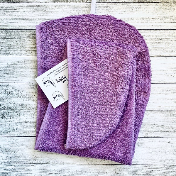 Purple Head Turban Towel Wrap 100% Terry Cloth Cotton Wrap For Drying Wet Hair; Spa Gift For Women Hair Wrap Elastic Adults Teens Dusty Plum