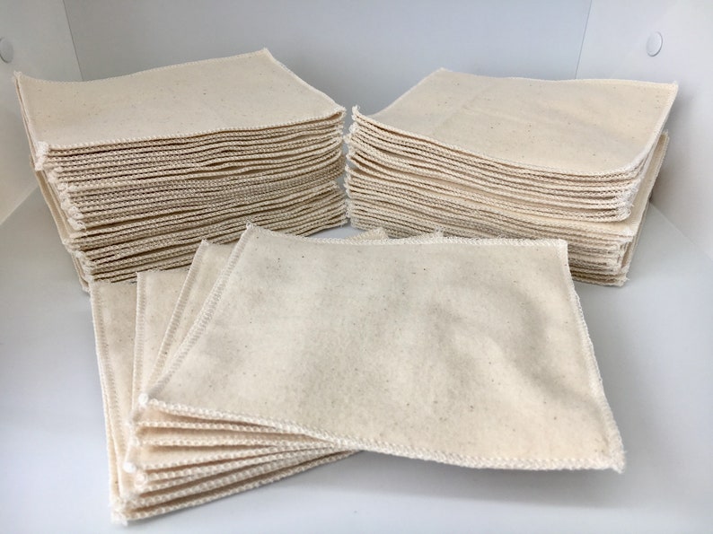 Organic Washable Reusable Toilet Paper 2 Ply Cloth Wipes Natural Cotton Flannel Cloths Bidet Cloths Towels GOTS Certified, Unbleached image 6