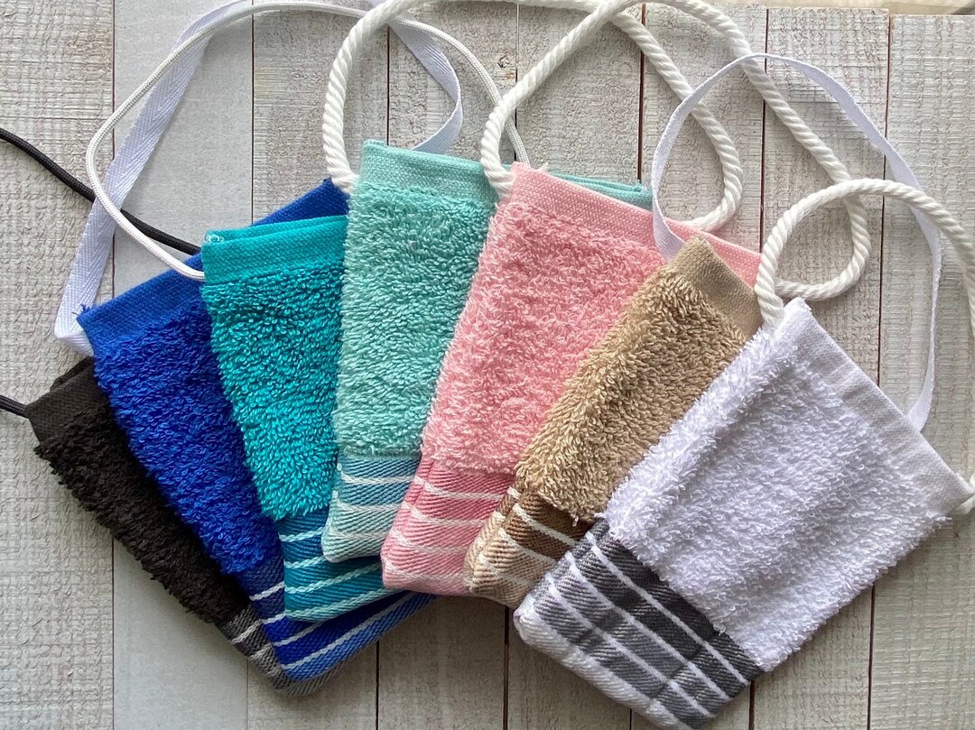 Soap Saver Holder Soap Pouch Made With 100 Terry Cloth Cotton Blue