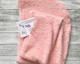 CHILD  Head Turban Towel Wrap:  100% Terry Cloth Cotton Wrap For Wet Hair / Kids TwistyWrap  / Elastic Band, Girls Towel Hair Wrap, Pink