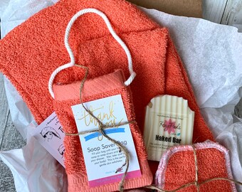 Spa Gift Box Hair Towel MOTHERS DAY GIFT Soap Bag Artisan Soap Bath Bomb Makeup Remover Cotton Turban Wrap Bachelorette Gift For Her Women