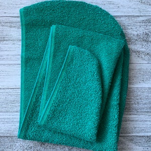 EXTRA LONG Head Turban Towel Wrap: 100% Terry Cloth Cotton Wrap Drying Wet Hair; Stays In Place With Elastic Band Hair Towel Spearmint Green