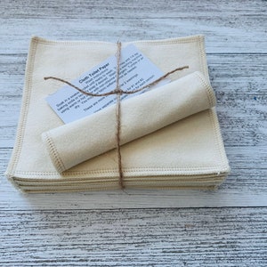 Organic Washable Reusable Toilet Paper 2 Ply Cloth Wipes Natural Cotton Flannel Cloths Bidet Cloths Towels GOTS Certified, Unbleached imagem 1