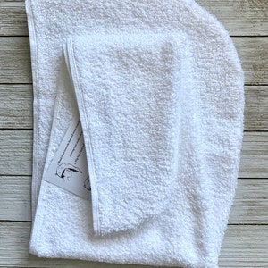 Extra Long Hair Head Turban Towel Wrap: 100% Terry Cloth Cotton Wrap For Drying Wet Hair; Personalize Name Option/ Birthday Gift /White