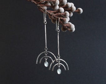 Chandelier earrings Sterling silver dangle earrings Aquamarine earrings Boho Long earrings for women Christmas gift for her
