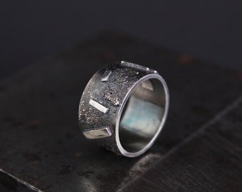 Mens rings Silver band rings Custom ring Oxidized Minimalist ring Sterling silver rings for women Textured ring Brutalist jewelry