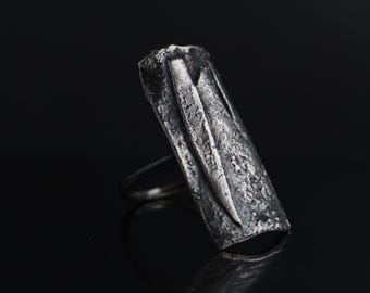 Sterling Silver Brutalist Ring | Rustic Style Jewelry | Ring size 9 US | Unique ring | Silversmith jewelry |