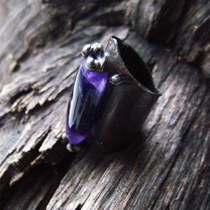 Tamaño 8 Anillo declaración amatista, anillo de cobre, joyería de piedra preciosa cuarzo, Tiffany, gran anillo grande, el mejor regalo para ella, piedra púrpura hermosa
