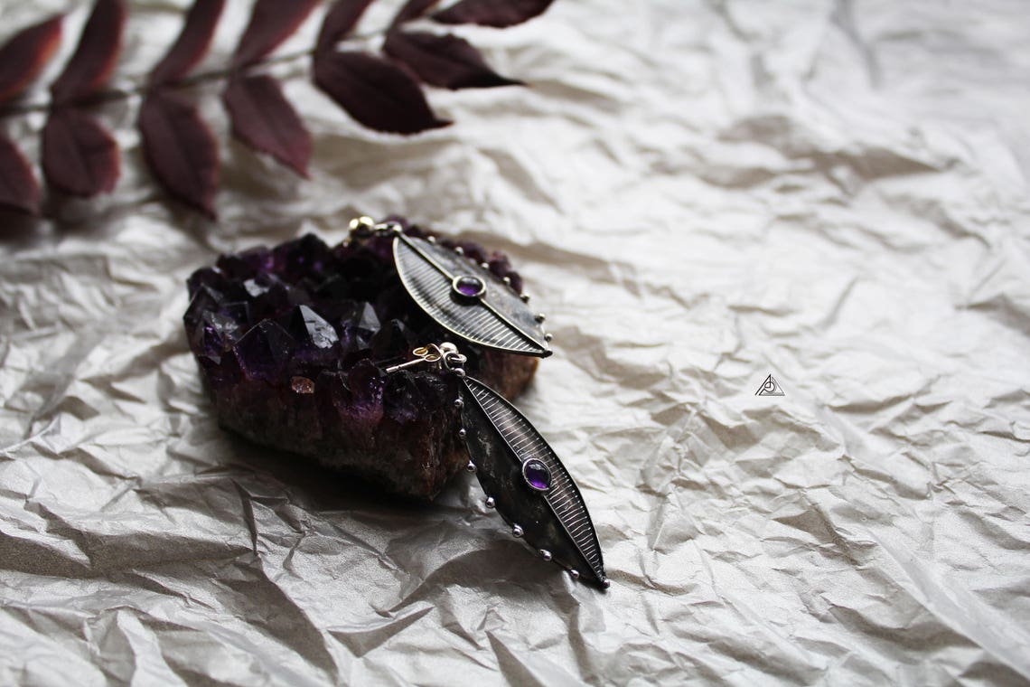 amethyst statement earrings