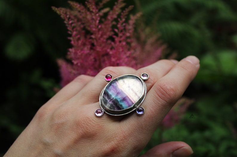 rainbow fluorite ring