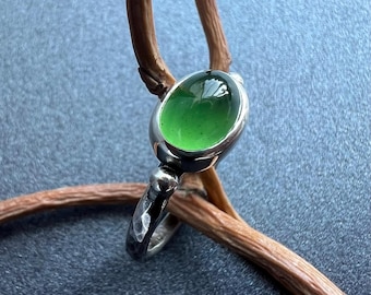 Serpentine Silver Ring | Unique Handmade Gemstone Jewelry | Elegant Boho Style | Artisan Silversmith Ring