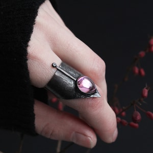 Gotische ringen Heksensieraden Roze Zwarte ring Verstelbare Heksencadeaus Goth Stamentringen Occulte sieraden