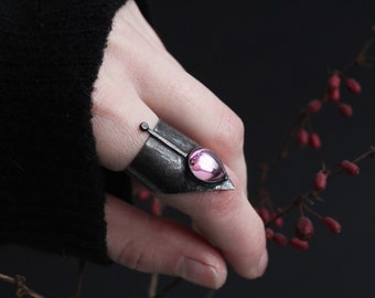 Gothic rings Witchy jewelry Pink Black ring Adjustable Witchy gifts Goth Stement rings Occult jewelry