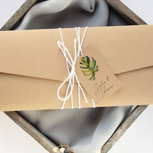 Suite de faire-part de mariage avec carte d'embarquement pour Hawaï, faire-part de mariage billet destination verdure