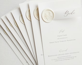 Wax Seal Menu Card, Vellum Menu Card, Menu Card With Place Card, Calligraphy Menu Card, Wedding Stationery, Gold Wedding