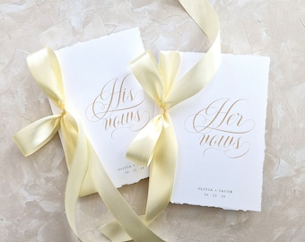 Personalized Vow Books | Vow Books Set of 2 | Wedding Vow Booklet Set | Bride's Vows | Groom's Vows | His & Hers Vows | Cotton Paper