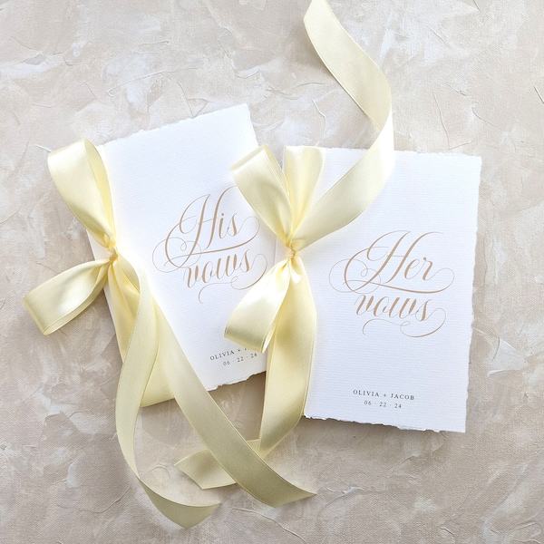 Personalized Vow Books | Vow Books Set of 2 | Wedding Vow Booklet Set | Bride's Vows | Groom's Vows | His & Hers Vows | Cotton Paper