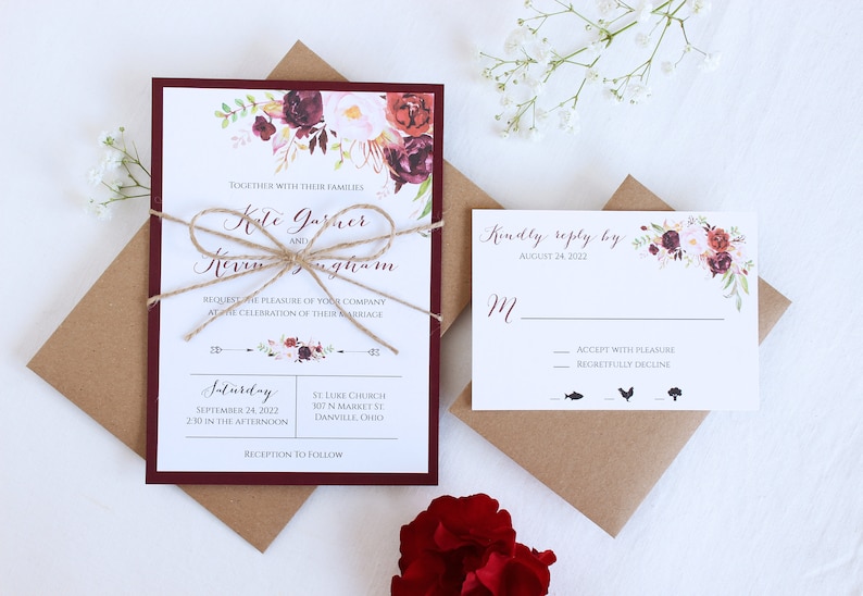 Hochzeitseinladung Beerentöne