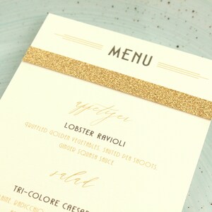 Personalized Gold Glitter Menu Card, Elegant Printed Gatsby Style Menu ...