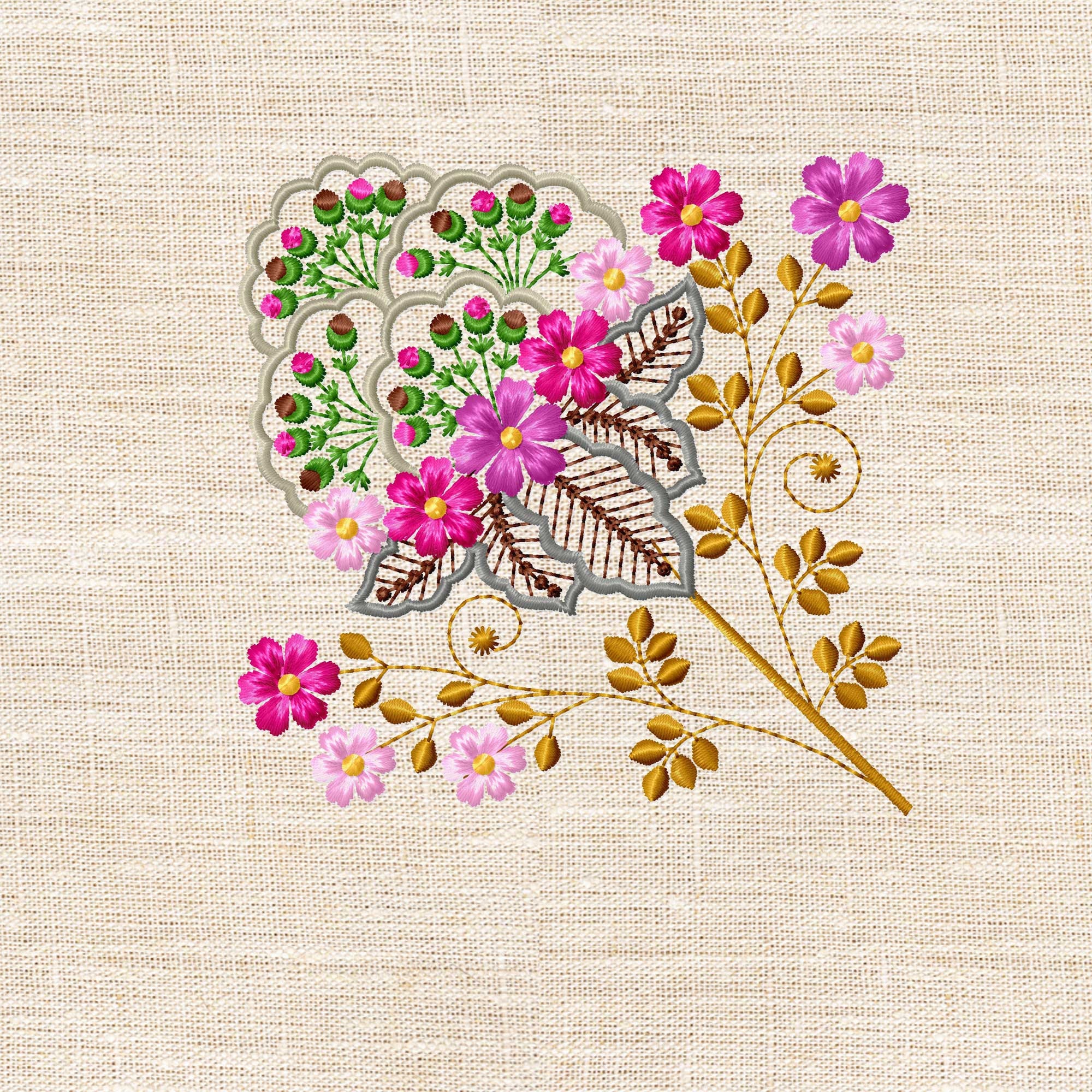 Openwork Floral Ornamentt #8 for Decorating Clothes. Machine