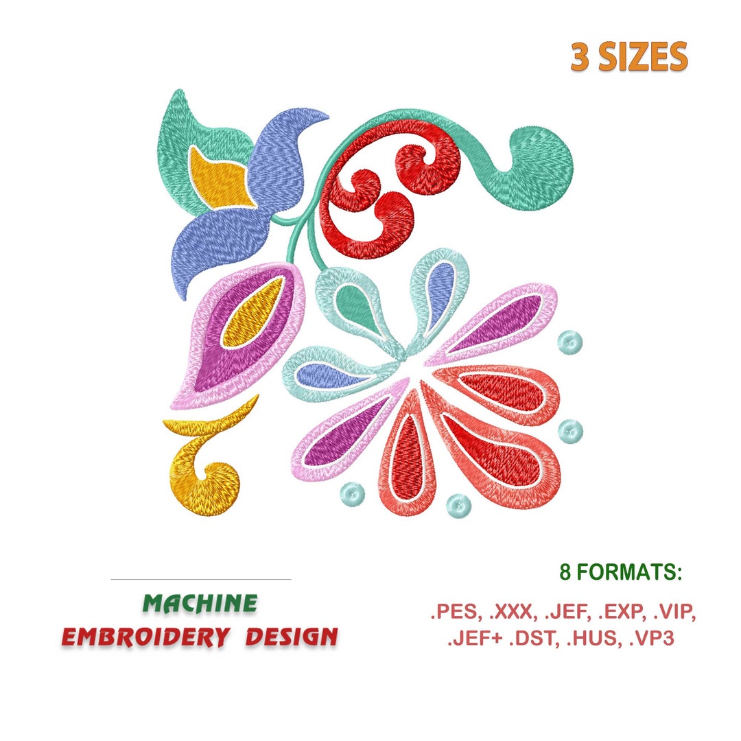 Design for Machine Embroidery (embroidery File). Floral Ornament. 3 ...