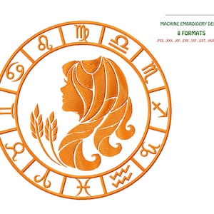 Panna, znak zodiaku. Pliki do haftu. Projekt haftu maszynowego. Natychmiastowe pobieranie. Digitalizacja haftu. | #NH_0074