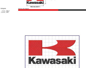カワサキのロゴ。オートバイのエンブレム。機械刺繍デザイン。| #659-5