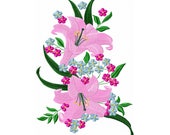 Machine Embroidery Design, Lily flower, 1 sizes. For embroidery on clothes and other items of the wardrobe (shirts, caps, bags and other)