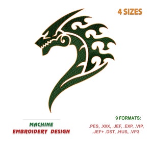 Machine Embroidery design. Dragon tattoo, downloadable embroidery file, Instant download #NH_0210