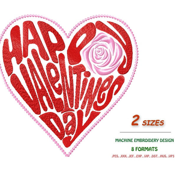 Valentines Day. Heart. Day of Love. Valentinstag. Embroidery files. Instant Download. Embroidery digitizing,  for machine embroidery.