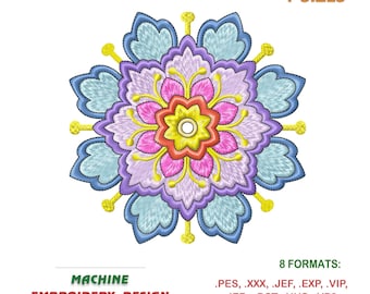 Geometric flower pattern. Machine embroidery design (file JEF; PES; DST etc.), for machines: Janome, Brother, Husqvarna, Melco etc.. #425_1