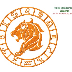 Znak zodiaku Lew. Projekt do haftu maszynowego. Plik do haftu. Formaty: pes; jef; dst; wip; hus; end itd. | #NH_0054