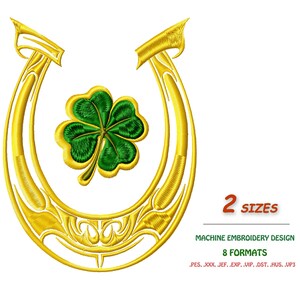 Embroidery ST. Patrick&#39;s Day. Hufeisen digital. Embroidery files. Instant Download. Embroidery digitizing,  for machine embroidery. 2 sizes.