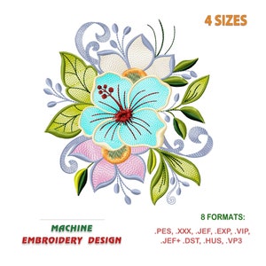 アジサイ - 機械刺繍用の花飾り（デザイン）。花の美しさはあなたの手の中にあります。埋め込みファイル: pes、jef など | #NH_0415