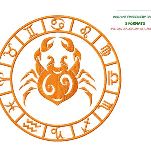 Rak, znak zodiaku. Projekt haftu maszynowego. Natychmiastowe pobranie. Do haftu maszynowego. Pliki: pes, jef, sew, vip, dst. | #073