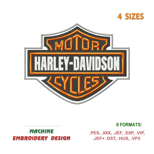 Logotipo Harley-Davidson. Emblema de motocicleta. Diseño de bordado a máquina. | #659-1